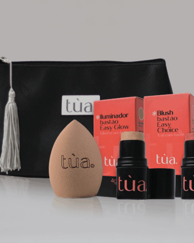 Kit Beleza Sem Esforço – Blush, Iluminador, Esponja e Necessaire